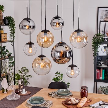 Gastor Lampadario a sospensione, Lampada a sfera, Lampada a sospensione Ambrato, Cromo, Chiaro, Grigio fumo, 8-Luci