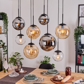 Gastor Lampadario a sospensione, Lampada a sfera, Lampada a sospensione Ambrato, Cromo, Chiaro, Grigio fumo, 8-Luci
