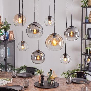 Koyoto Lampadario a sospensione, Lampada a sfera, Lampada a sospensione Ambrato, Chiaro, Grigio fumo, 8-Luci