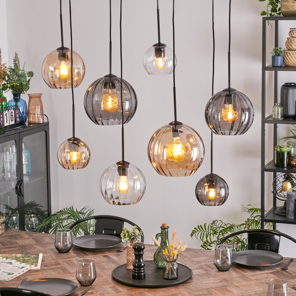 Koyoto Lampadario a sospensione, Lampada a sfera, Lampada a sospensione Ambrato, Chiaro, Grigio fumo, 8-Luci main product photo