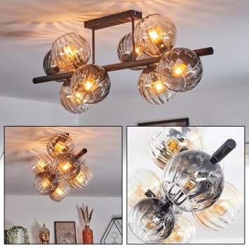 Koyoto Plafoniera, Lampada a sfera Ambrato, Chiaro, Grigio fumo, 8-Luci