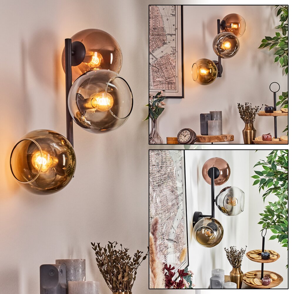 Koyoto Lampada a sfera, Applique Cromo, Oro, Chiaro, Ramato, Grigio fumo, 3-Luci main product photo
