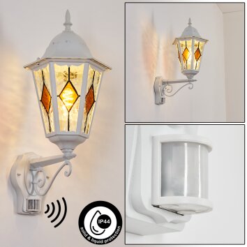 Hongkong Lampada da parete per esterno, Applique Bianco, 1-Luce, Sensori di movimento