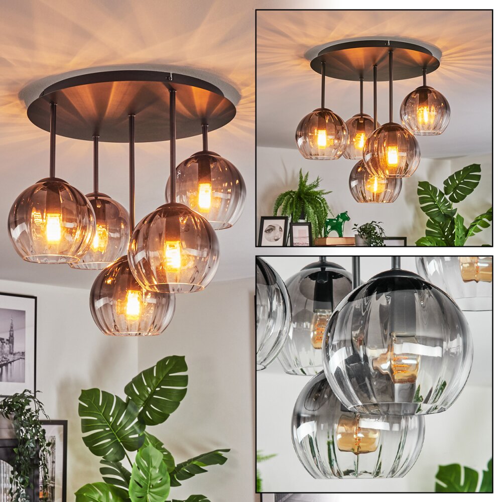 Koyoto Plafoniera, Lampada a sfera 33 cm Chiaro, Grigio fumo, 5-Luci main product photo