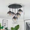 Koyoto Plafoniera, Lampada a sfera 33 cm Chiaro, Grigio fumo, 5-Luci