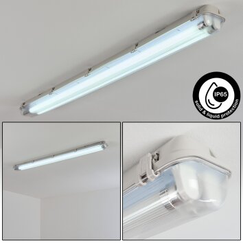 Ilena Plafoniera da esterno, Illuminazione esterna, Illuminazione bagno, Faro da cantiere, Plafoniera LED Grigio, 1-Luce