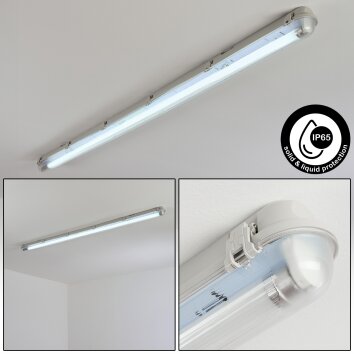 Ilena Plafoniera da esterno, Illuminazione esterna, Illuminazione bagno, Faro da cantiere, Plafoniera LED Grigio, 1-Luce