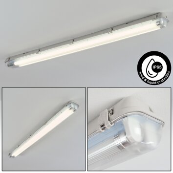 Ilena Plafoniera da esterno, Illuminazione esterna, Illuminazione bagno, Faro da cantiere, Plafoniera LED Grigio, 1-Luce