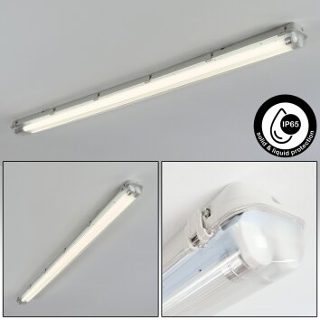 Ilena Plafoniera da esterno, Illuminazione esterna, Illuminazione bagno, Faro da cantiere, Plafoniera LED Grigio, 1-Luce