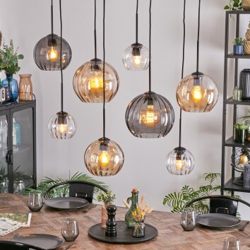 Koyoto Lampadario a sospensione, Lampada a sfera, Lampada a sospensione Ambrato, Chiaro, Grigio fumo, 8-Luci