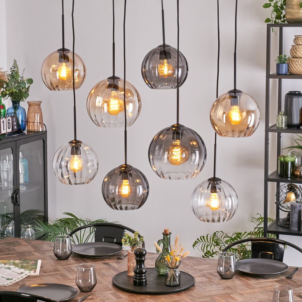 Koyoto Lampadario a sospensione, Lampada a sfera, Lampada a sospensione Ambrato, Chiaro, Grigio fumo, 8-Luci main product photo