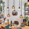 Koyoto Lampadario a sospensione, Lampada a sfera, Lampada a sospensione Ambrato, Cromo, Chiaro, Grigio fumo, 6-Luci