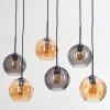 Koyoto Lampadario a sospensione, Lampada a sfera, Lampada a sospensione Ambrato, Grigio fumo, 6-Luci