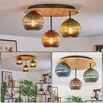 Koyoto Plafoniera, Lampada a sfera Écru, Nero, 3-Luci Koyoto Plafoniera, Lampada a sfera Écru, Nero, 3-Luci