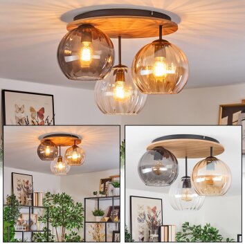 Koyoto Plafoniera, Lampada a sfera Écru, Nero, 3-Luci