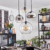 Koyoto Lampadario a sospensione, Lampada a sfera, Lampada a sospensione a cluster Ambrato, Cromo, Chiaro, Grigio fumo, 4-Luci