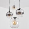 Koyoto Lampadario a sospensione, Lampada a sfera, Lampada a sospensione a cluster Ambrato, Cromo, Chiaro, Grigio fumo, 4-Luci