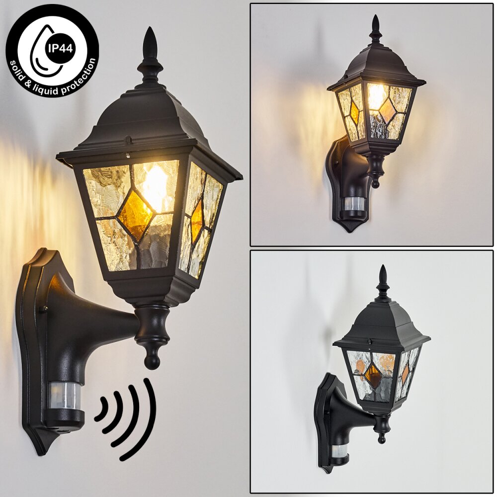 Naofe Lampada da parete per esterno, Applique Nero, 1-Luce, Sensori di movimento main product photo