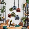 Koyoto Lampadario a sospensione, Lampada a sfera, Lampada a sospensione Blu, Verde, Ramato, 6-Luci