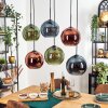 Koyoto Lampadario a sospensione, Lampada a sfera, Lampada a sospensione Blu, Verde, Ramato, 6-Luci