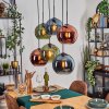 Koyoto Lampadario a sospensione, Lampada a sfera, Lampada a sospensione Blu, Verde, Ramato, 6-Luci