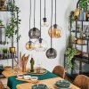 Koyoto Lampadario a sospensione, Lampada a sfera, Lampada a sospensione Ambrato, Chiaro, Grigio fumo, 6-Luci