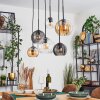 Koyoto Lampadario a sospensione, Lampada a sfera, Lampada a sospensione Ambrato, Chiaro, Grigio fumo, 6-Luci