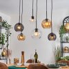 Koyoto Lampadario a sospensione, Lampada a sfera, Lampada a sospensione Ambrato, Chiaro, Grigio fumo, 6-Luci