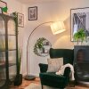 Soungou Lampada da terra, Lampade ad arco Ottone, Nero, 1-Luce, Paralume in tessuto