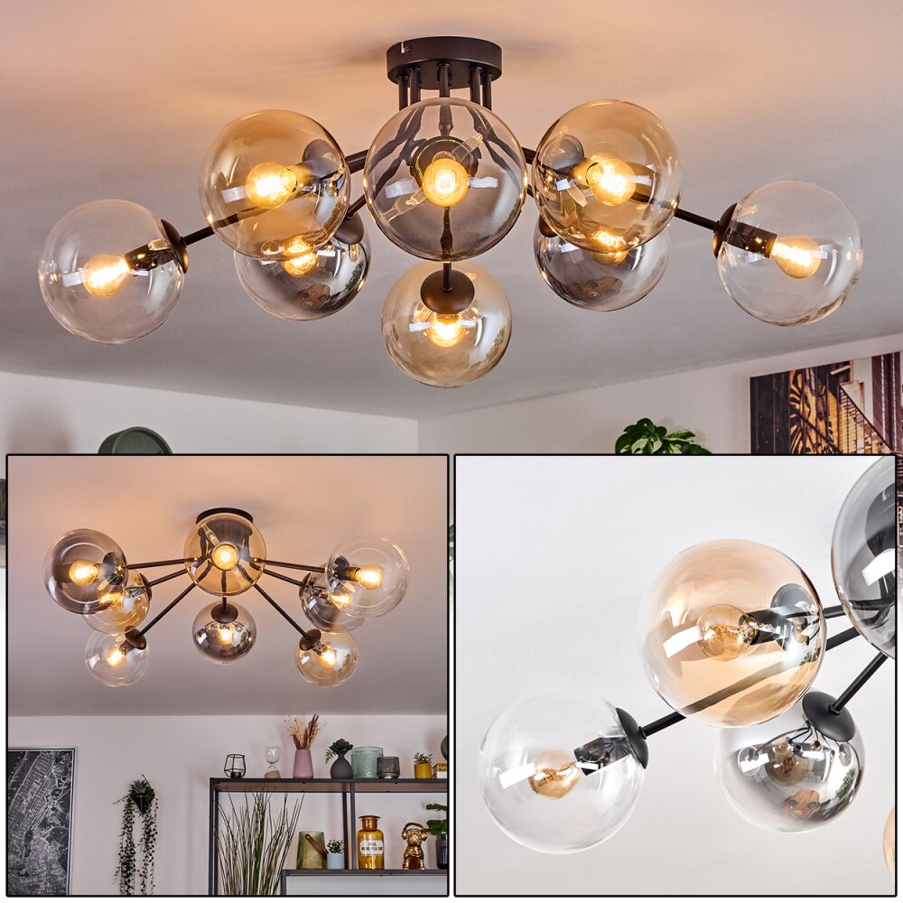 Gastor Plafoniera, Lampada a sfera Ambrato, Chiaro, Grigio fumo, 8-Luci main product photo