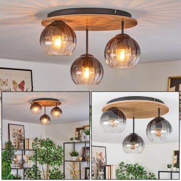 Koyoto Plafoniera, Lampada a sfera Écru, Nero, 3-Luci Koyoto Plafoniera, Lampada a sfera Écru, Nero, 3-Luci