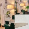 Bassagoda Lampada da terra, Lampade ad arco Ramato, Nero, 1-Luce, Paralume in tessuto