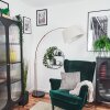 Bassagoda Lampada da terra, Lampade ad arco Ramato, Nero, 1-Luce, Paralume in tessuto