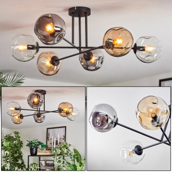 Ripoll Plafoniera, Lampada a sfera Ambrato, Chiaro, Grigio fumo, 6-Luci
