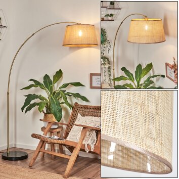 Sabadim Lampada da terra, Lampade ad arco Ottone, Nero, 1-Luce, Paralume in tessuto