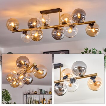 Gastor Plafoniera, Lampada a sfera Oro, Nero, 10-Luci