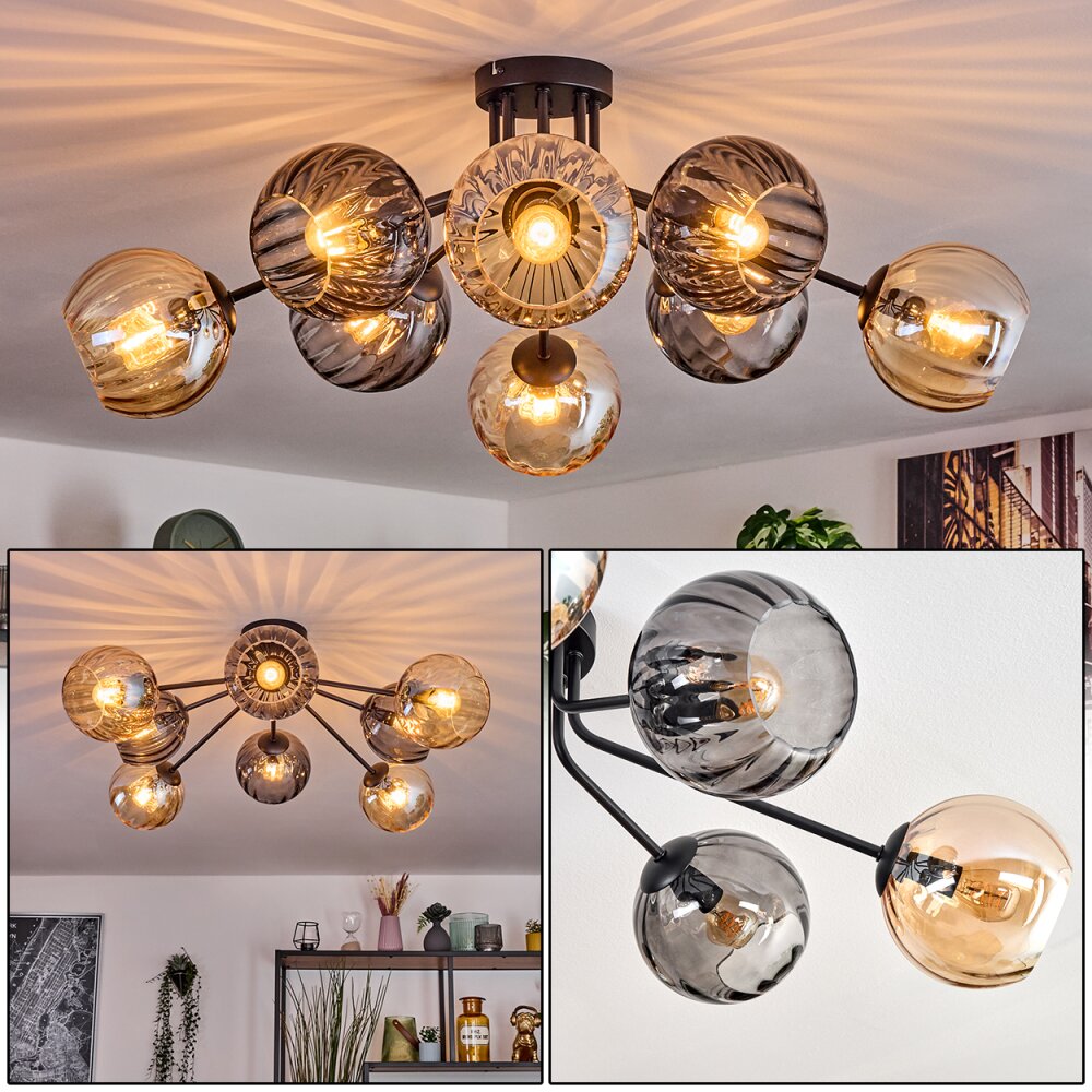 Koyoto Plafoniera, Lampada a sfera 85 cm Ambrato, Grigio fumo, 8-Luci main product photo