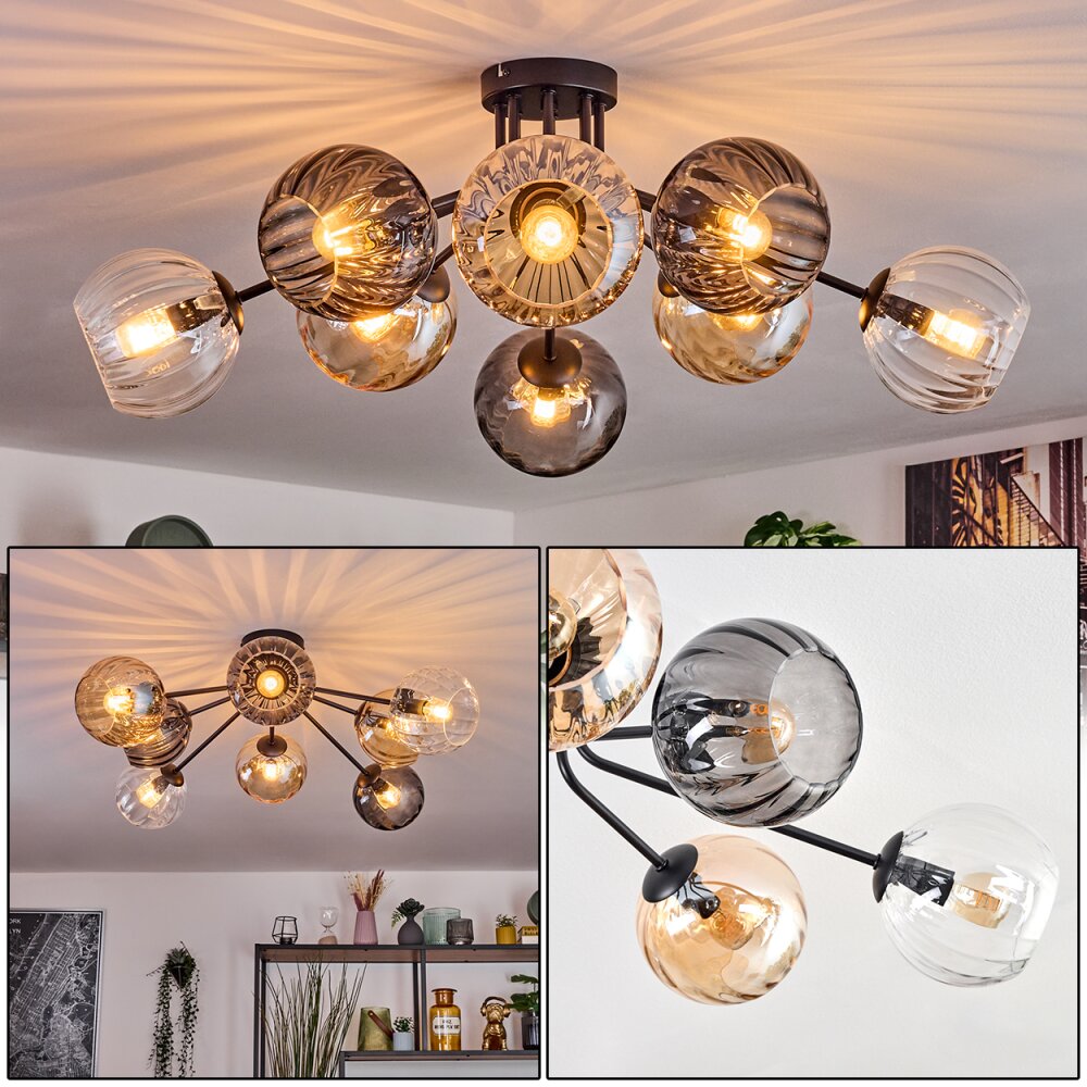 Koyoto Plafoniera, Lampada a sfera 85 cm Ambrato, Chiaro, Grigio fumo, 8-Luci main product photo