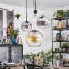 Koyoto Lampadario a sospensione, Lampada a sfera, Lampada a sospensione a cluster Ambrato, Cromo, Chiaro, Grigio fumo, 4-Luci