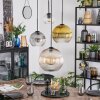 Koyoto Lampadario a sospensione, Lampada a sfera, Lampada a sospensione a cluster Ambrato, Oro, Chiaro, Grigio fumo, 4-Luci