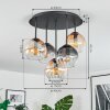Koyoto Plafoniera, Lampada a sfera 45 cm Ambrato, Chiaro, Grigio fumo, 5-Luci