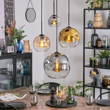 Ripoll Lampadario a sospensione, Lampada a sfera, Lampada a sospensione a cluster Ambrato, Cromo, Oro, Chiaro, Grigio fumo, 4-Luci Ripoll Lampadario a sospensione, Lampada a sfera, Lampada a sospensione a cluster Ambrato, Cromo, Oro, Chiaro, Grigio fumo, 4-Luci