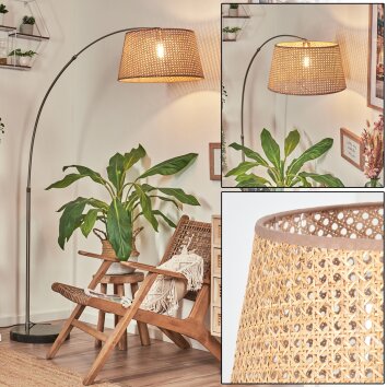 Barcos Lampada da terra, Lampade ad arco Nichel opaco, Nero, 1-Luce