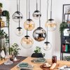 Gastor Lampadario a sospensione, Lampada a sfera, Lampada a sospensione Ambrato, Cromo, Chiaro, Grigio fumo, 8-Luci