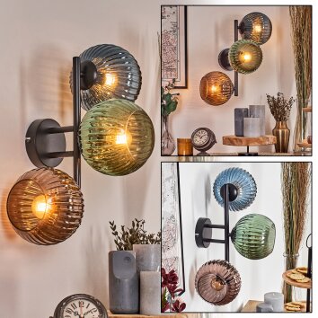 Koyoto Lampada a sfera, Applique Blu, Verde, Ramato, 3-Luci