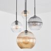 Koyoto Lampadario a sospensione, Lampada a sfera, Lampada a sospensione a cluster Ambrato, Chiaro, Grigio fumo, 4-Luci