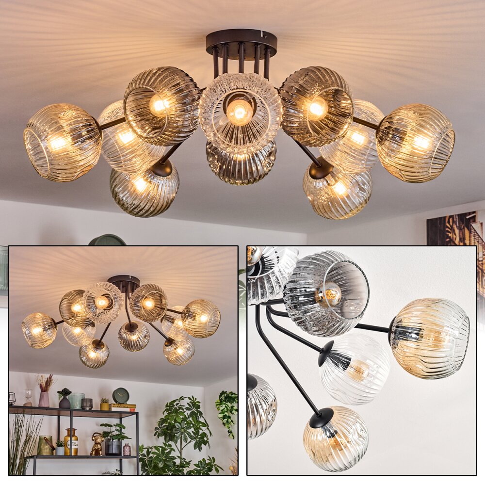 Ripoll Plafoniera, Lampada a sfera Ambrato, Chiaro, Grigio fumo, 10-Luci main product photo