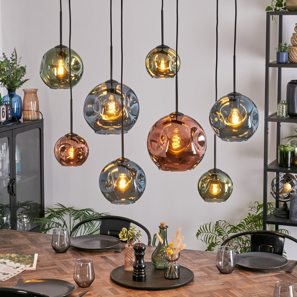 Ripoll Lampadario a sospensione, Lampada a sfera, Lampada a sospensione Blu, Verde, Ramato, 8-Luci main product photo