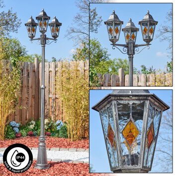 Lignac Lampione multibraccia, Illuminazione viale Nero, Argento, 3-Luci