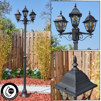 Naofe Lampione multibraccia, Illuminazione viale Nero, 3-Luci Naofe Lampione multibraccia, Illuminazione viale Nero, 3-Luci